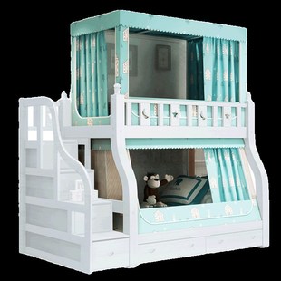 子母床蚊帐实木上下床的双层上下母子上下铺家用2024新款梯形