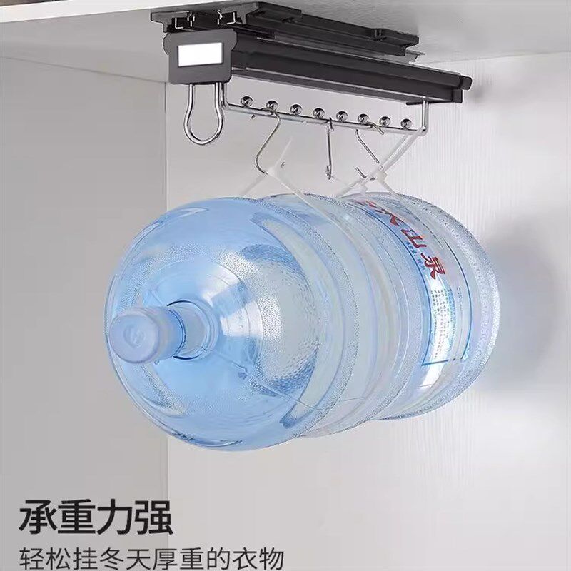 浅衣柜挂衣杆柜内衣橱顶装纵向竖向抽拉式伸缩衣架杆柜子薄柜衣通