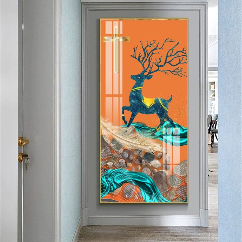 十字架玄关挂画晶瓷画玻璃装饰画铝合金框画金属框晶瓷画