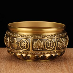 旺财运聚财摆件纯铜聚宝盆有求必应客厅办公桌玄关中式工艺品摆设