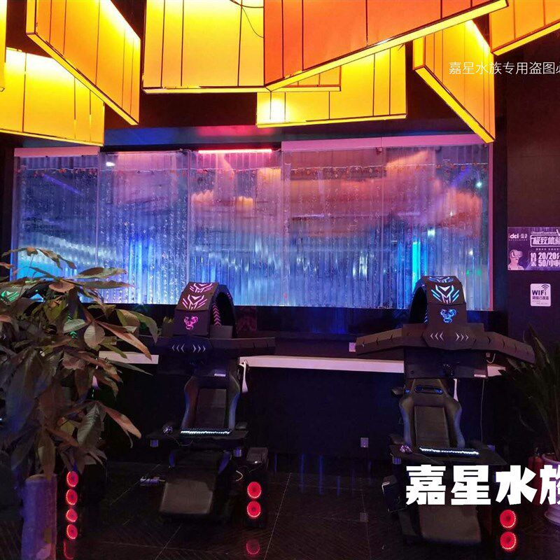 大型水幕墙屏风 流水气泡墙 亚克力水帘鱼缸水族箱玄关隔断可定制