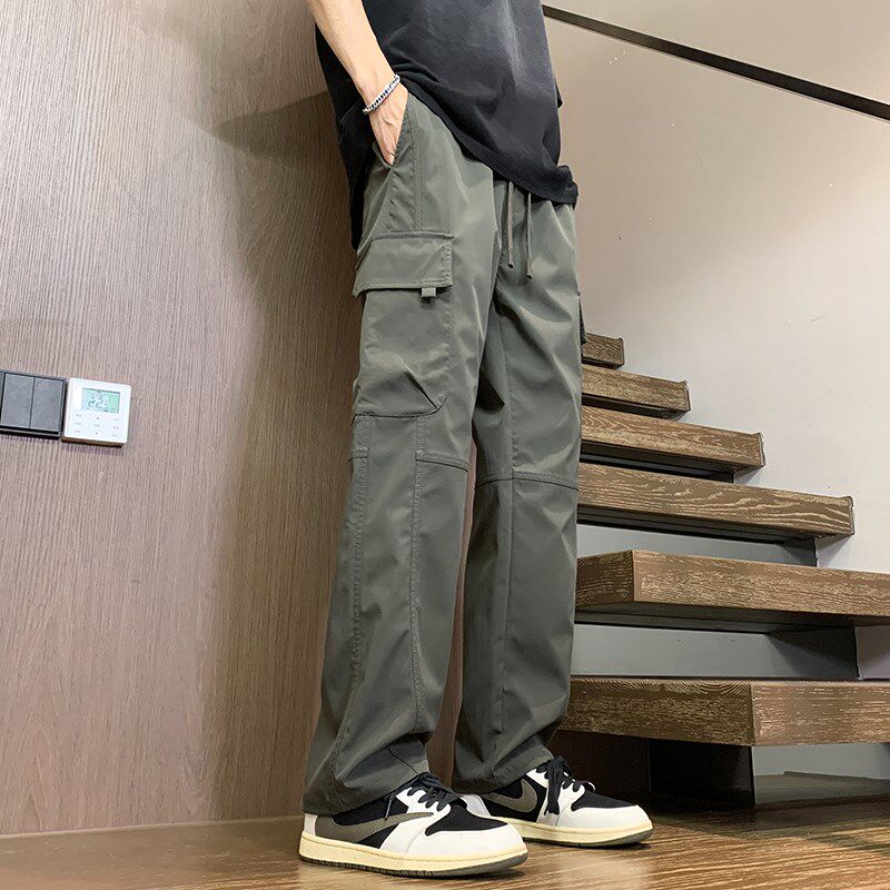 185高个子加长版工装裤男生春夏季薄款青少年宽松直筒休闲冲锋裤