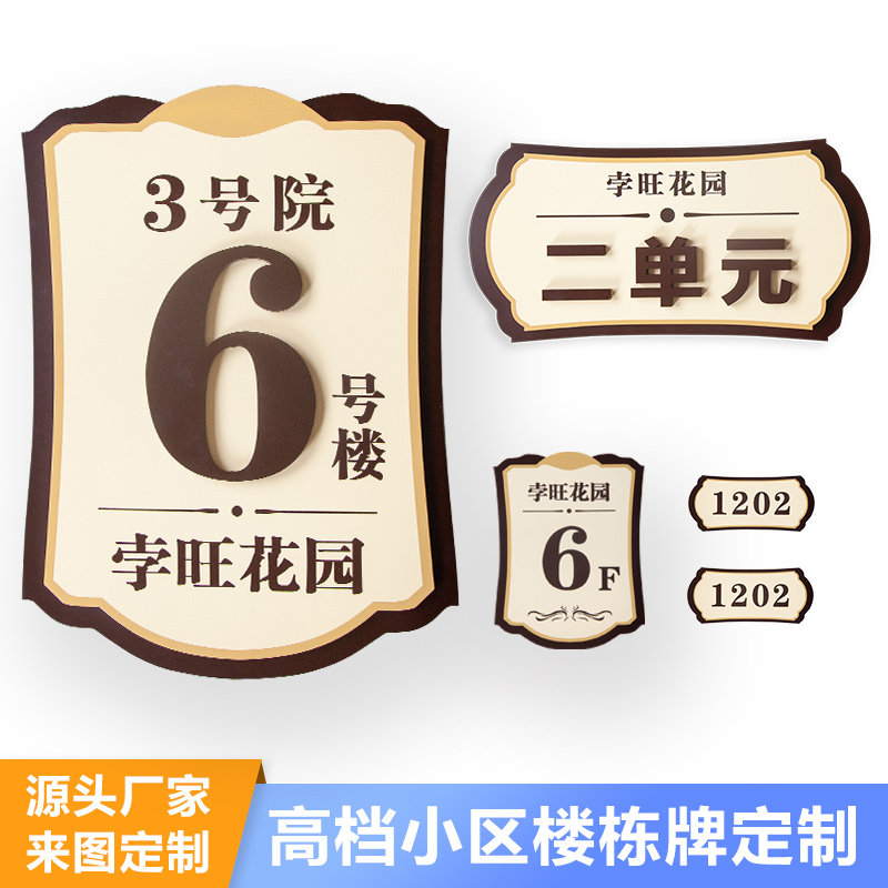 新品小区楼栋牌单元牌楼层牌门牌学校酒店仿古不锈钢铜牌标识号牌