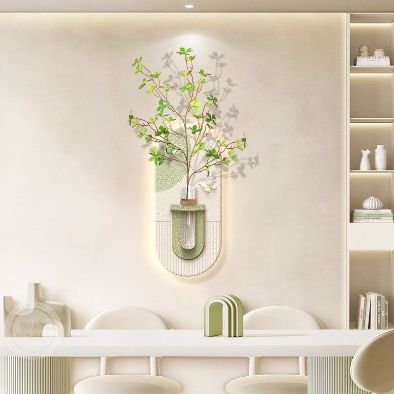 奶油风电视机背景墙装饰画简约餐厅挂件客厅立体高级感可插花壁画