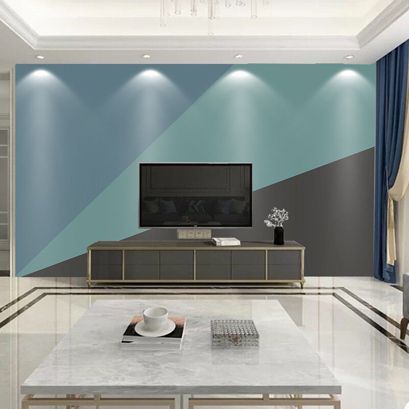 电视背景墙壁纸自粘现代简约客厅墙纸影视墙Q布纯色拼色几何壁布