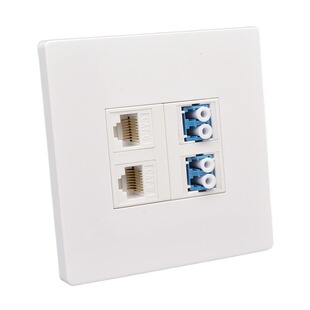 大板四口双LC光纤双口六类网络面板G二位光钎两位千X兆电脑网线插