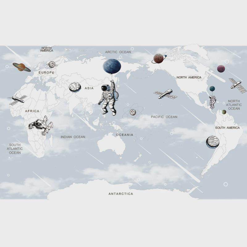 儿童房壁纸壁画男孩房卧室墙布背景墙太空壁布墙纸男生墙面装饰