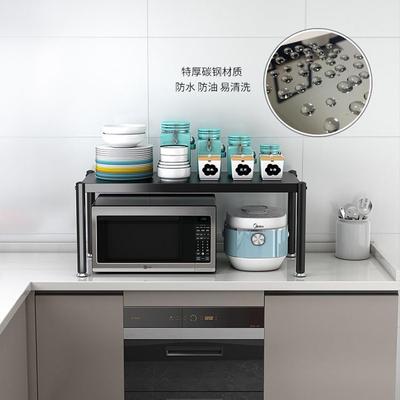 单层厨房置物架落地可移动带轮台面烤箱架双层微波炉架两层收纳架