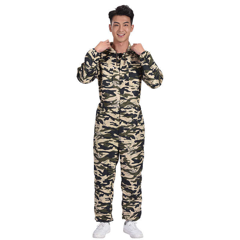 连体迷彩衣工厂男防护喷漆工作服打磨劳保防尘款连体服薄车间透气
