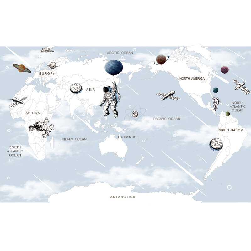 儿童房壁纸壁画男孩房卧室墙布背景墙太空壁布墙纸男生墙面装饰
