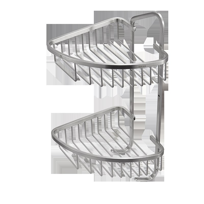 卫生间置物架304不锈钢浴室置物架2层洗澡间置物架双层三角篮
