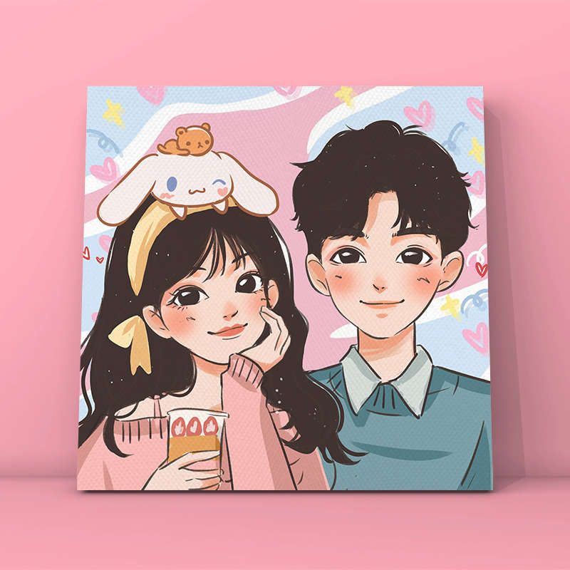 星蝶公主画定制diy手绘装饰画生日新婚礼物情侣照片转卡通人像画