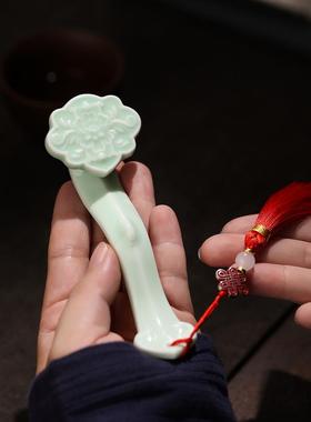 中式创意陶瓷玉如意小摆件家居书房书桌镇纸笔架装饰品小配件礼品