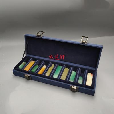 兰麻布印章锦盒十支装多格篆刻印石料石首饰盒包装礼品盒子可定制