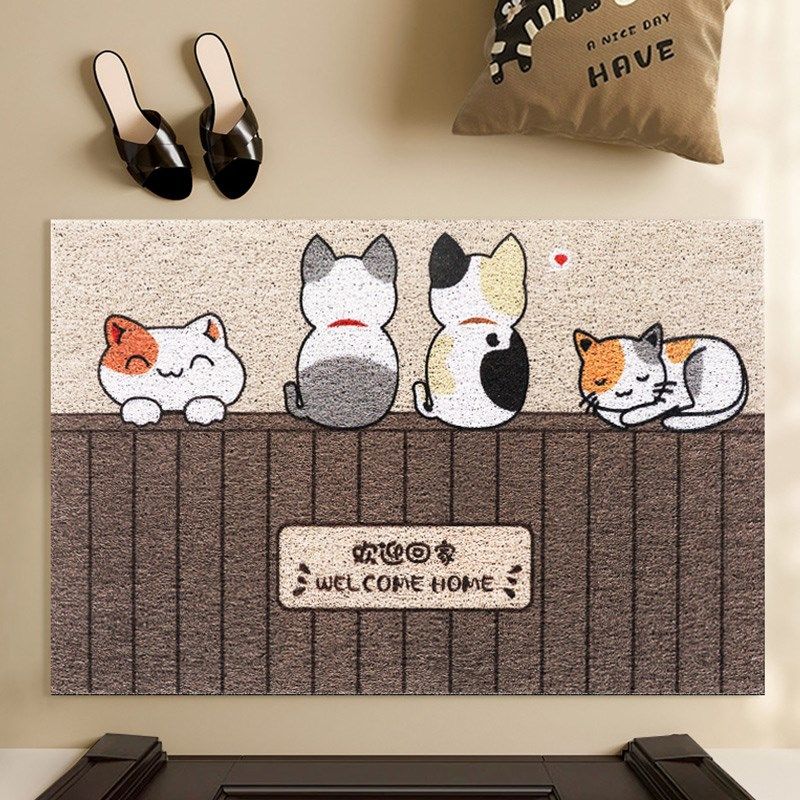 2024新款入户门地垫可爱卡通猫咪家用脚垫防滑丝圈可裁剪垫子门垫,居家布艺,入户地垫,淘宝优惠券,粉丝福利购,淘宝优惠卷