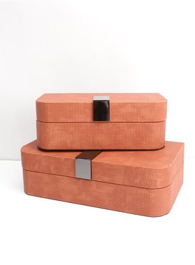 现代简约木质收纳盒摆件样板房售楼部卧室书房客厅桌面玄关饰品