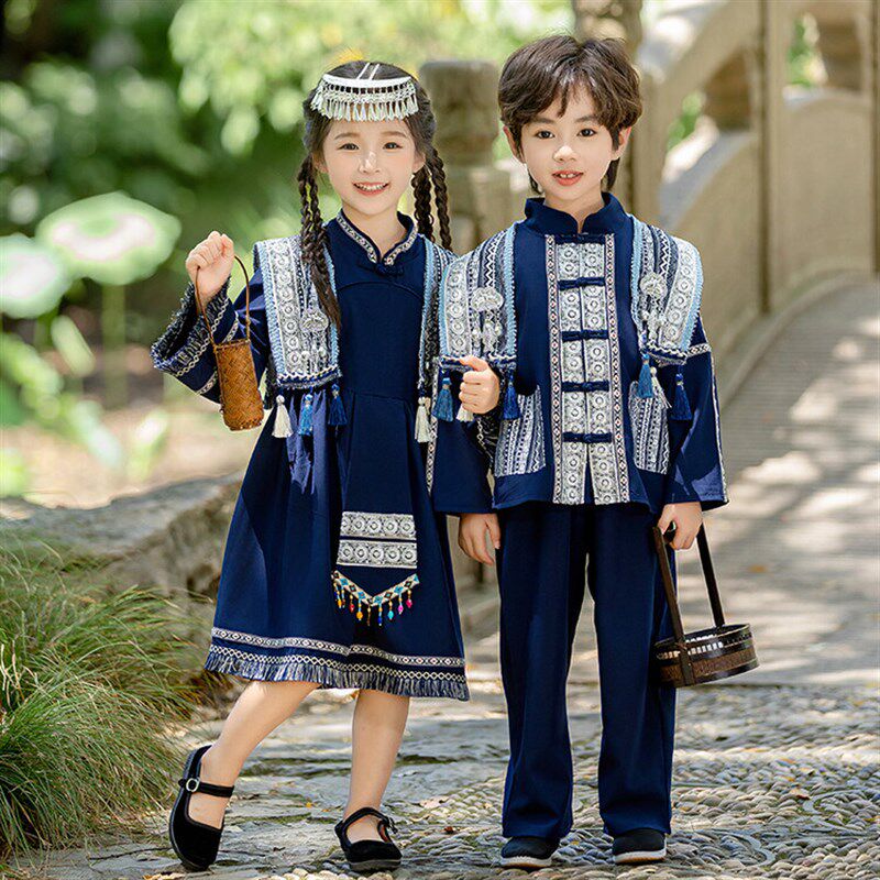 儿 童少数民族风苗族彝族服装秋冬新款加L绒幼儿园广西三月三壮族