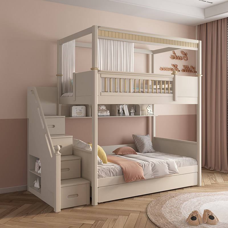 儿童上下床加高护栏上下铺双层床男孩小户型高低床女孩实木子母床,住宅家具,高低/子母床,淘宝优惠券,粉丝福利购,淘宝优惠卷