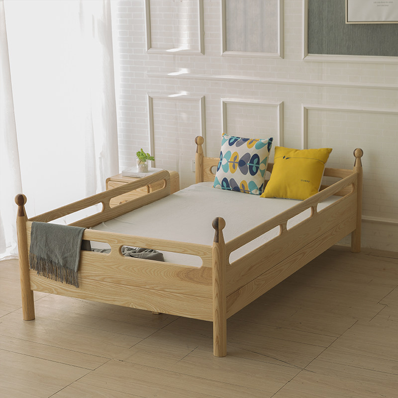 一米儿童床白蜡木儿童实木床带护栏宝宝床拼接大床1.5m公主床定制