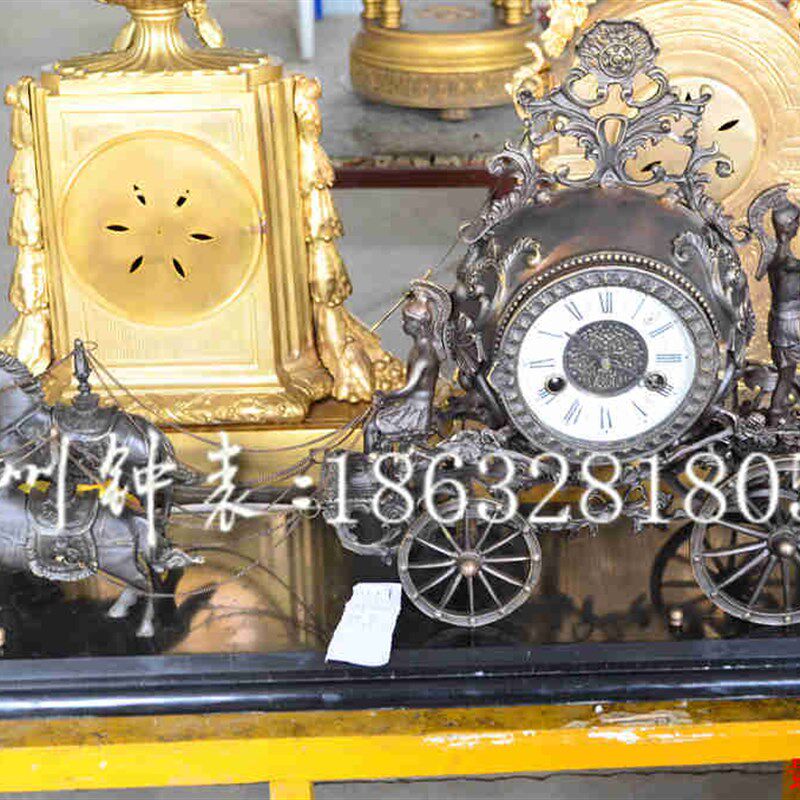 钟表 二马拉车古典座钟 纯铜机械报时 十五天机芯 战车Z西洋古典