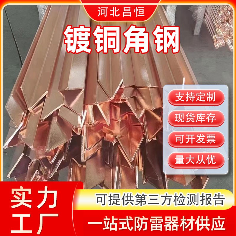 镀铜角钢铜包钢角铁防雷接地铜覆钢接地极避雷垂直扁钢圆钢接地棒