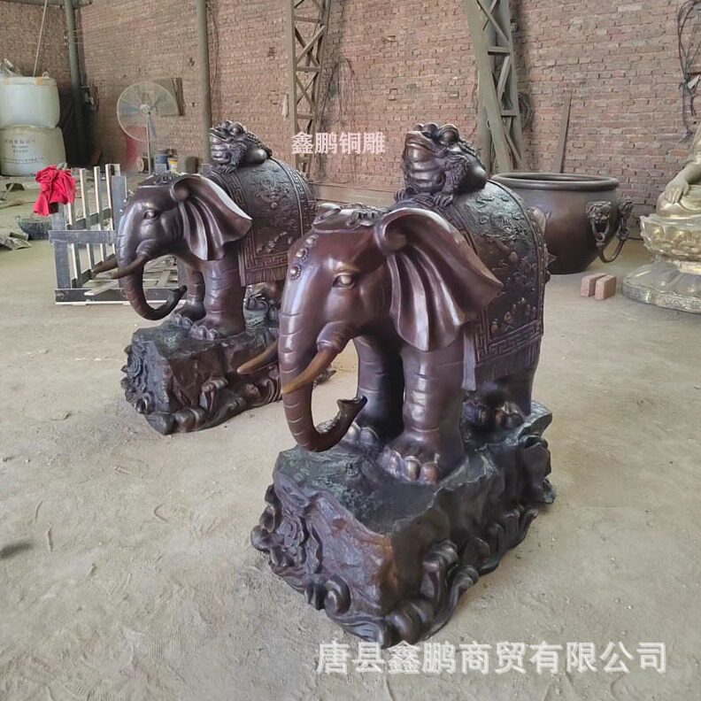 直销户外铜大象雕塑公司酒店门口大型纯铜招财大象铸铜动物摆件厂
