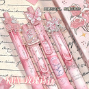 咔巴熊玫瑰诗行按动中性笔高颜值ins风ST刷题笔学生考试专用顺滑速干黑色笔芯初高中生碳素圆珠水性签字文具