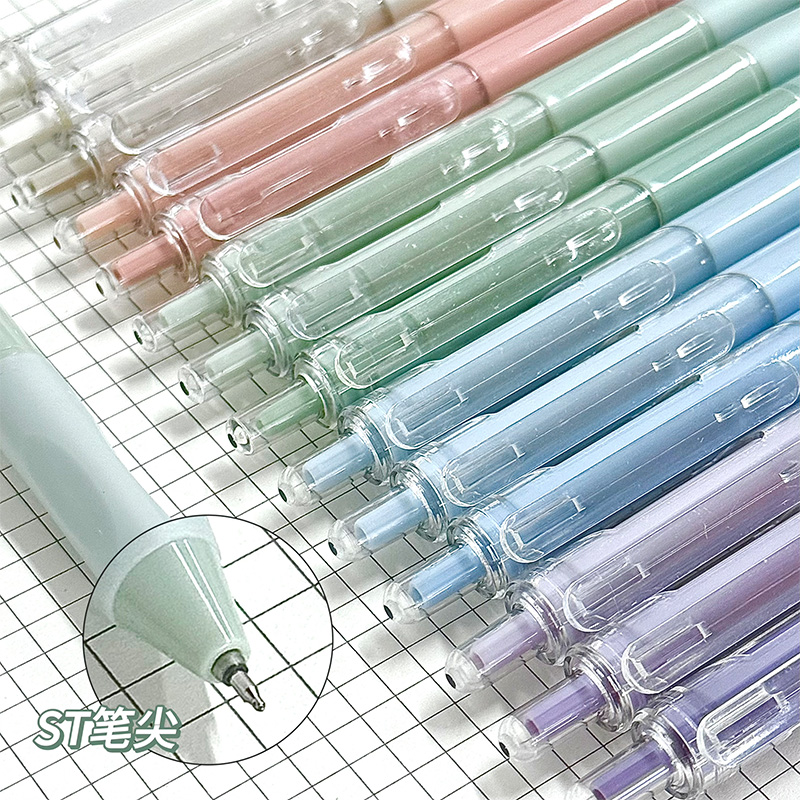 咔巴熊刷题笔高颜值速干按动中性笔ins风CS头学生用考试笔顺滑0.5笔芯黑色水性签字笔水笔碳素黑笔圆珠笔文具