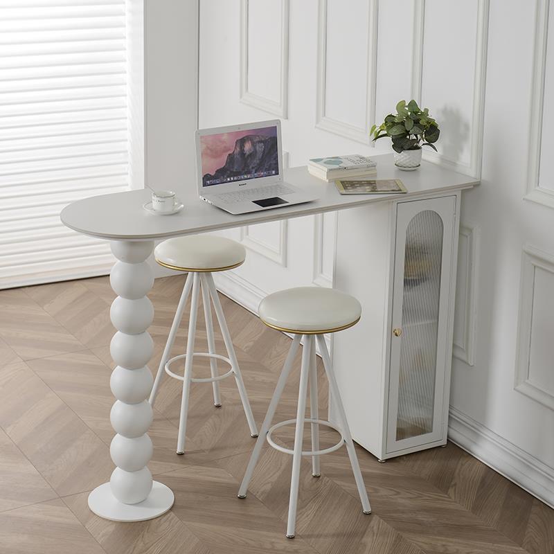 奶油风岩板客厅靠墙吧台桌家用轻奢小户型隔断柜吧台高脚桌一体柜