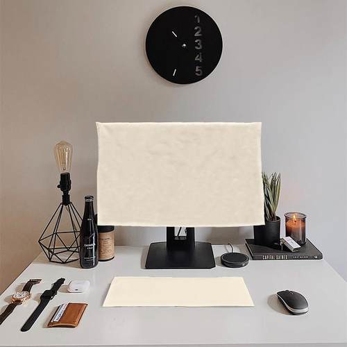 纯色电脑防尘罩台式主机显示器盖巾保护套三件套防尘布键盘盖布寸