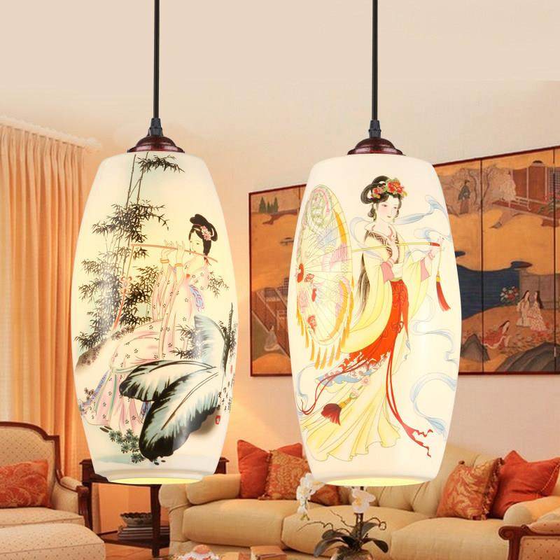中式灯具陶瓷餐厅单头创意现代简约欧式吧台阳台吊灯玄关过道吊灯,家装灯饰光源,客厅吊灯,淘宝优惠券,粉丝福利购,淘宝优惠卷