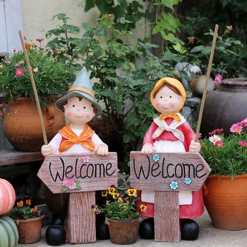 男生落地摆件艾香户外花园门口装饰人物雕塑欢迎牌幼儿园庭院造景