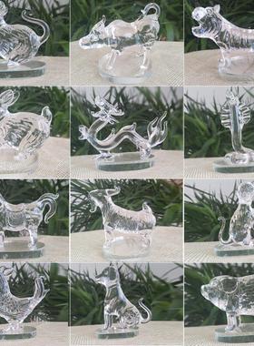 水晶12生肖生日礼物玻璃鼠牛虎兔龙蛇马羊猴鸡狗猪生肖小饰品