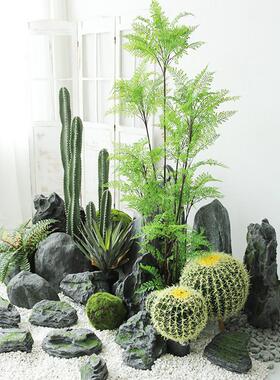 假山鱼缸水景摆件玻璃钢道具仿真石头造景庭院软装室内装饰雕塑