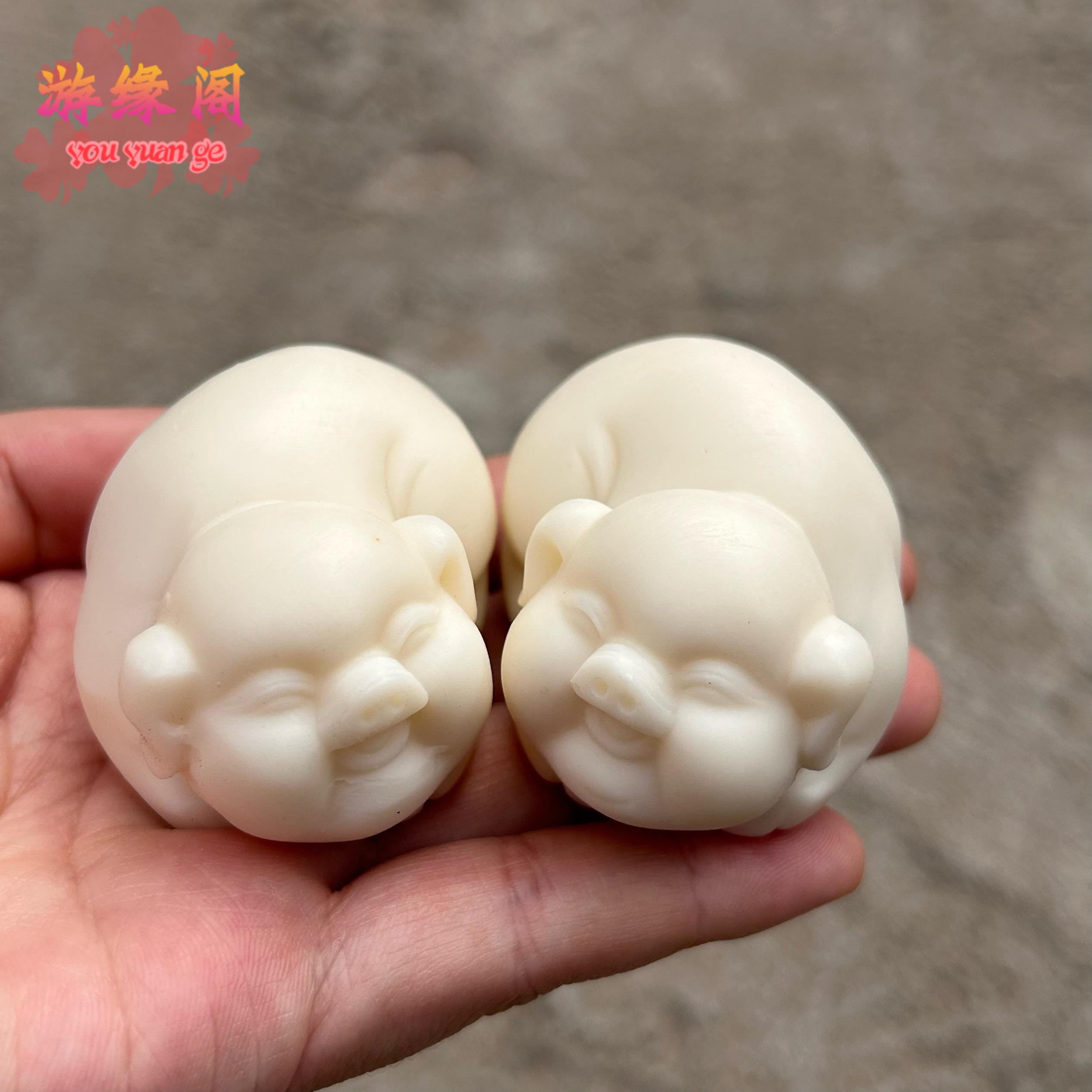 象牙果小猪可爱猪摆件文玩生肖猪手把玩件车载工艺品招财福猪送礼
