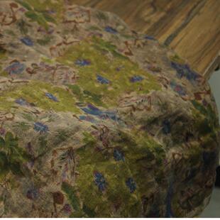 裙袍服装 瓦娜家高品色织纯亚麻印花超柔软亲肤布料衬衫 面料黄绿蓝