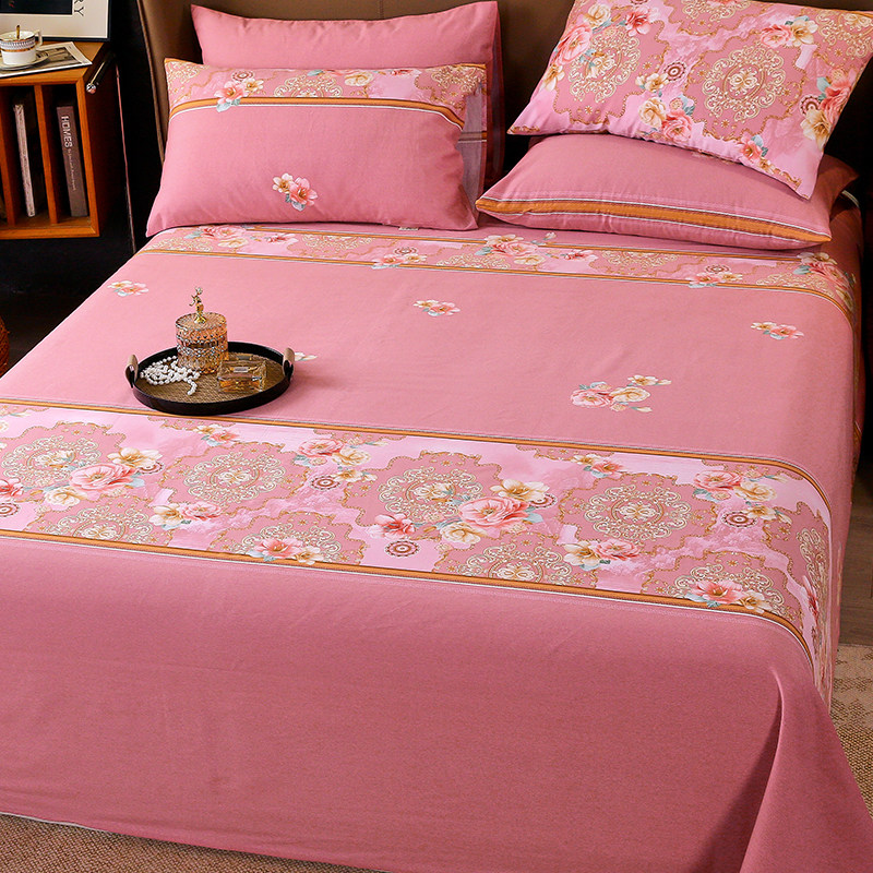 纯棉磨毛床单单件100全棉加厚被单枕套三件套2024新款单人双人床.