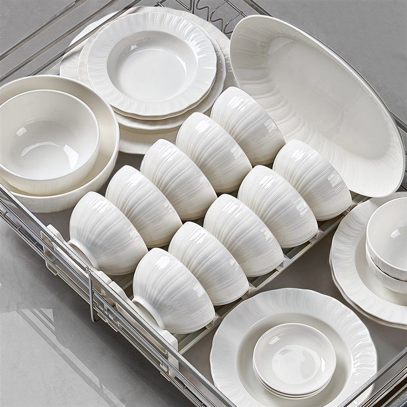 纯白碗碟套装家用2025新款高颜值餐具法式陶瓷碗具乔迁碗盘子碗筷,餐饮具,碗,淘宝优惠券,粉丝福利购,淘宝优惠卷