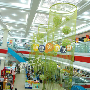 商场中庭装饰 春夏季绿色花球布置 天井吊饰Q 4S汽车展厅装饰