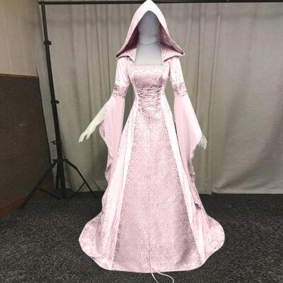 跨境女装cos服中世纪复古风婚纱连帽束腰连衣裙cospl ay万圣节