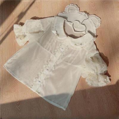 洛丽塔透明内搭日系可爱软妹夏季短袖Lolita娃娃小众衬衫上衣女