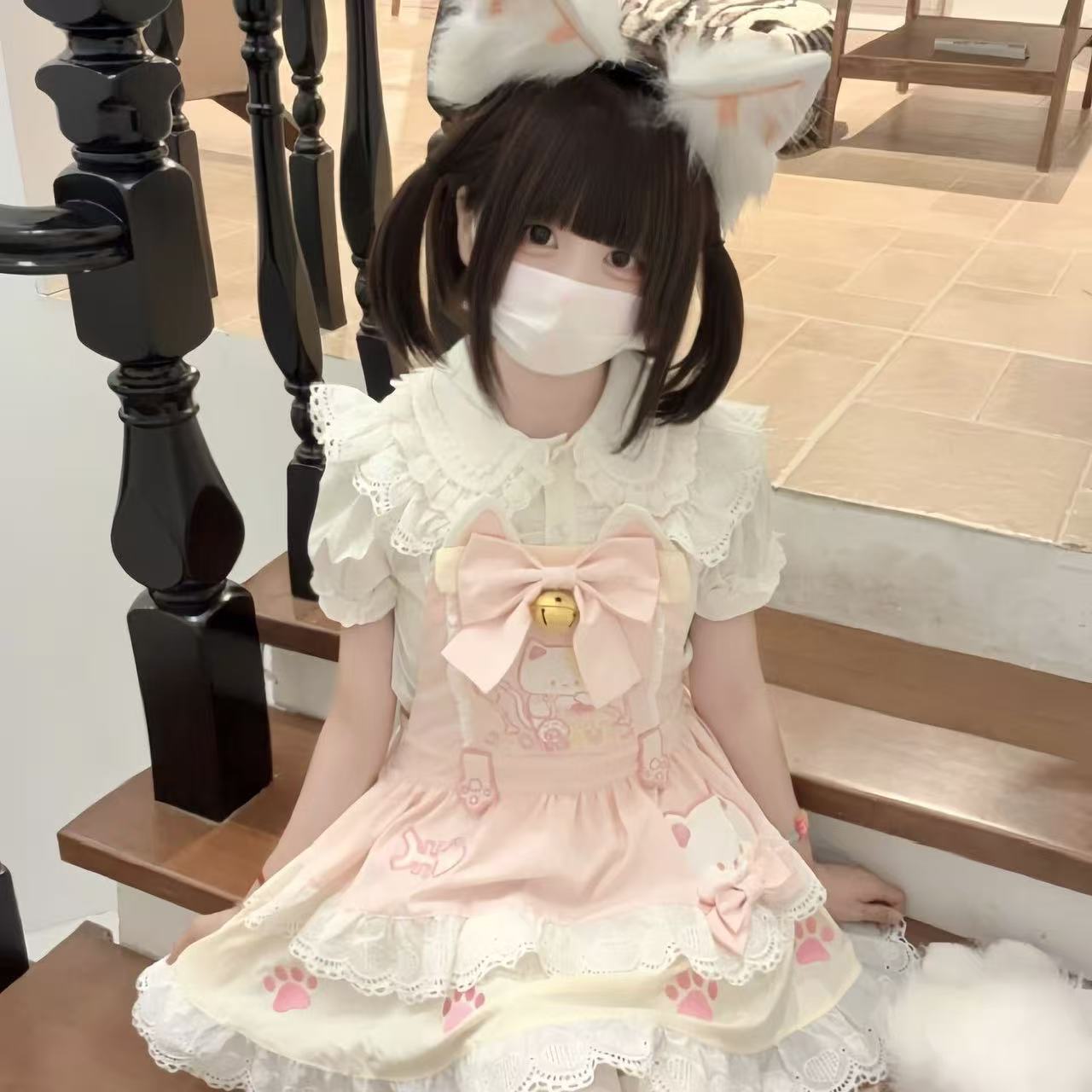 原创【爪爪喵】lolita洛丽塔蝴蝶结小铃铛连衣裙洋装甜美可爱