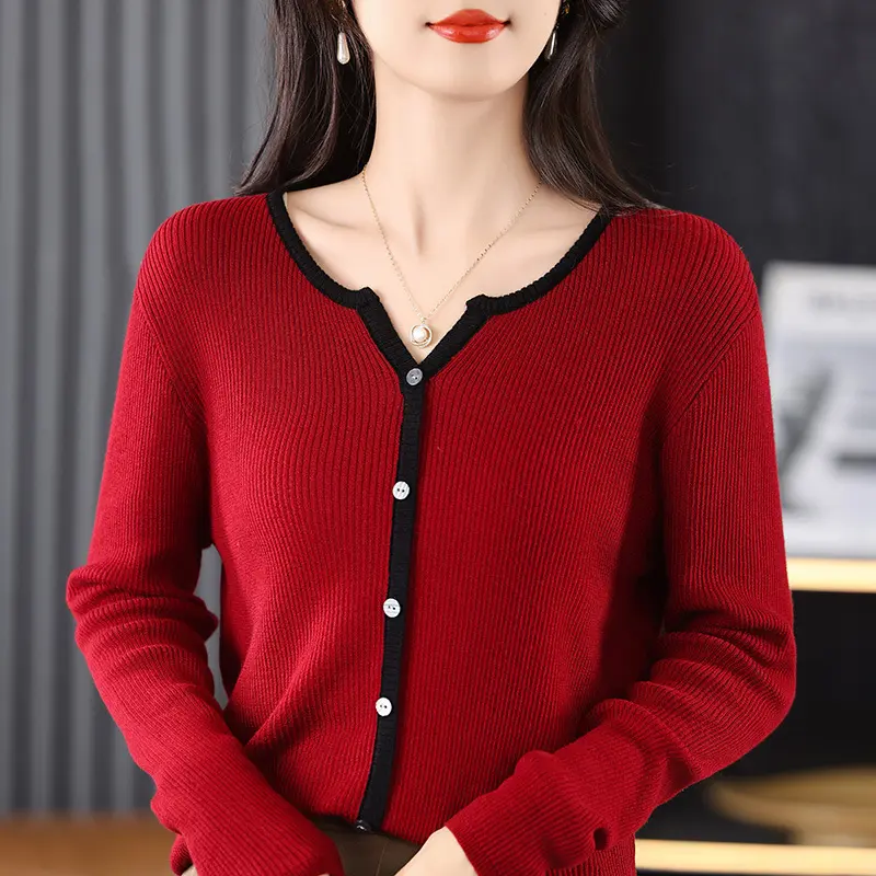 2025春季新款女士针织衫圆领开衫毛衣女打底衫外套上衣夏衬衫白色