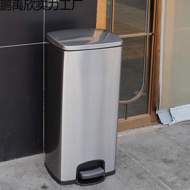 厨房卫生间垃圾桶专用带盖脚踩家用客厅商用办公室大容量不锈钢桶