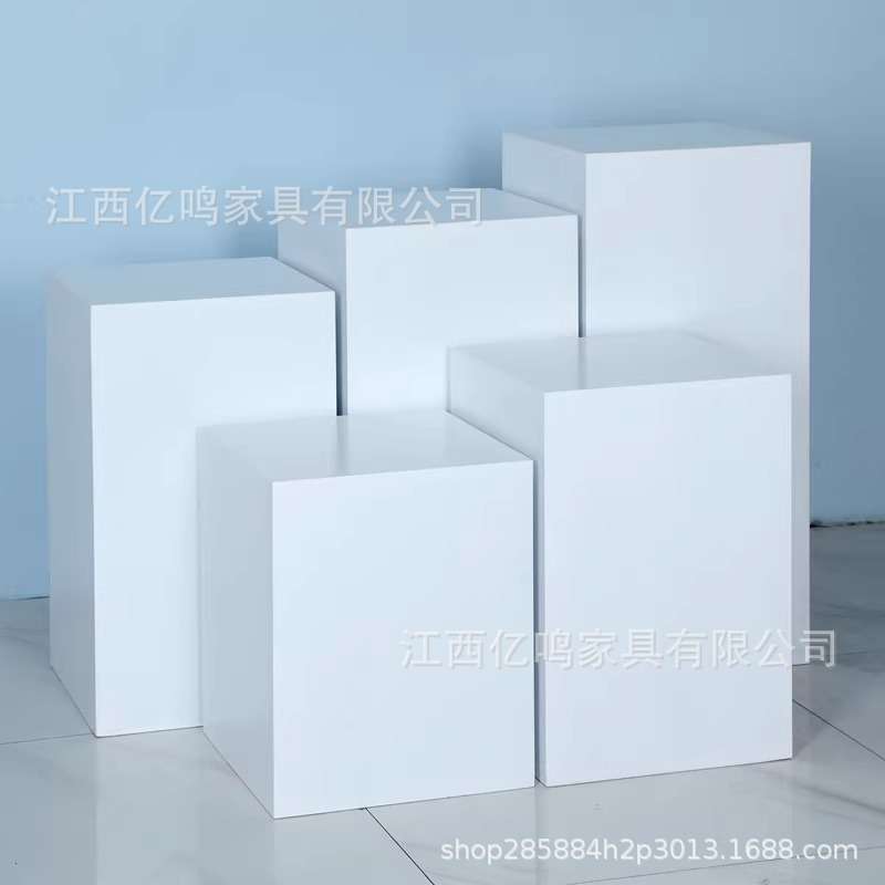 烤漆展台展示台白色底座简约现代展厅陈列柜台地台方形橱窗展示台