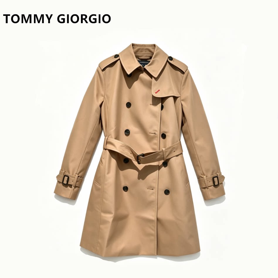 【Tommy Giorgio】女式翻领中款风衣英伦轻奢 0713