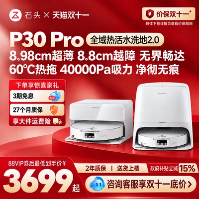【双11开抢】石头P30 Pro活水扫地机器人扫地拖地一体清洗全自动