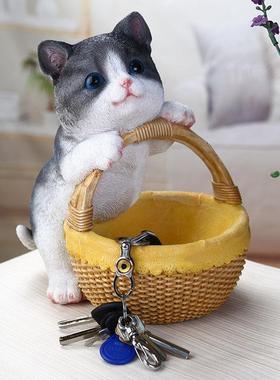 家用创意猫收纳摆件家居饰品门口玄关鞋柜放钥匙客厅茶几简约装饰