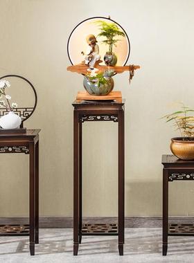 中式禅意实木楠竹木摆件置物架室内客厅花盆架落地式仿古花台花几
