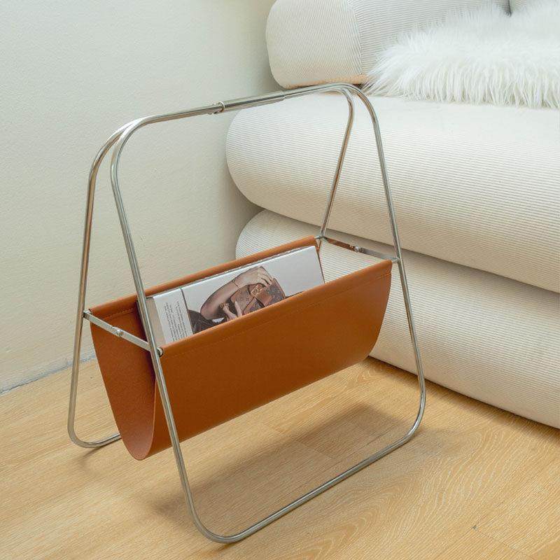 轻奢复古金属皮质杂志架中古折叠书报架置物架报纸收纳落地书架,收纳整理,整理架/置物架/收纳架,淘宝优惠券,粉丝福利购,淘宝优惠卷